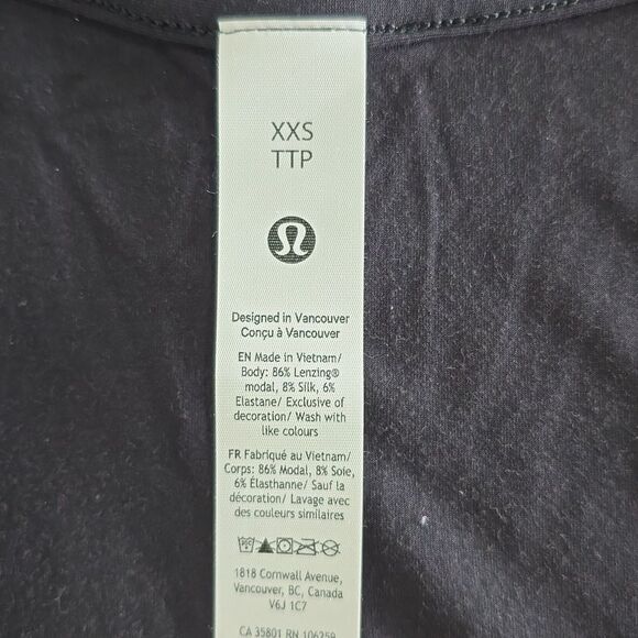 Lululemon Modal Silk Side Slit Black Athletic Tank Top - Size XXS - Picture 6 of 11